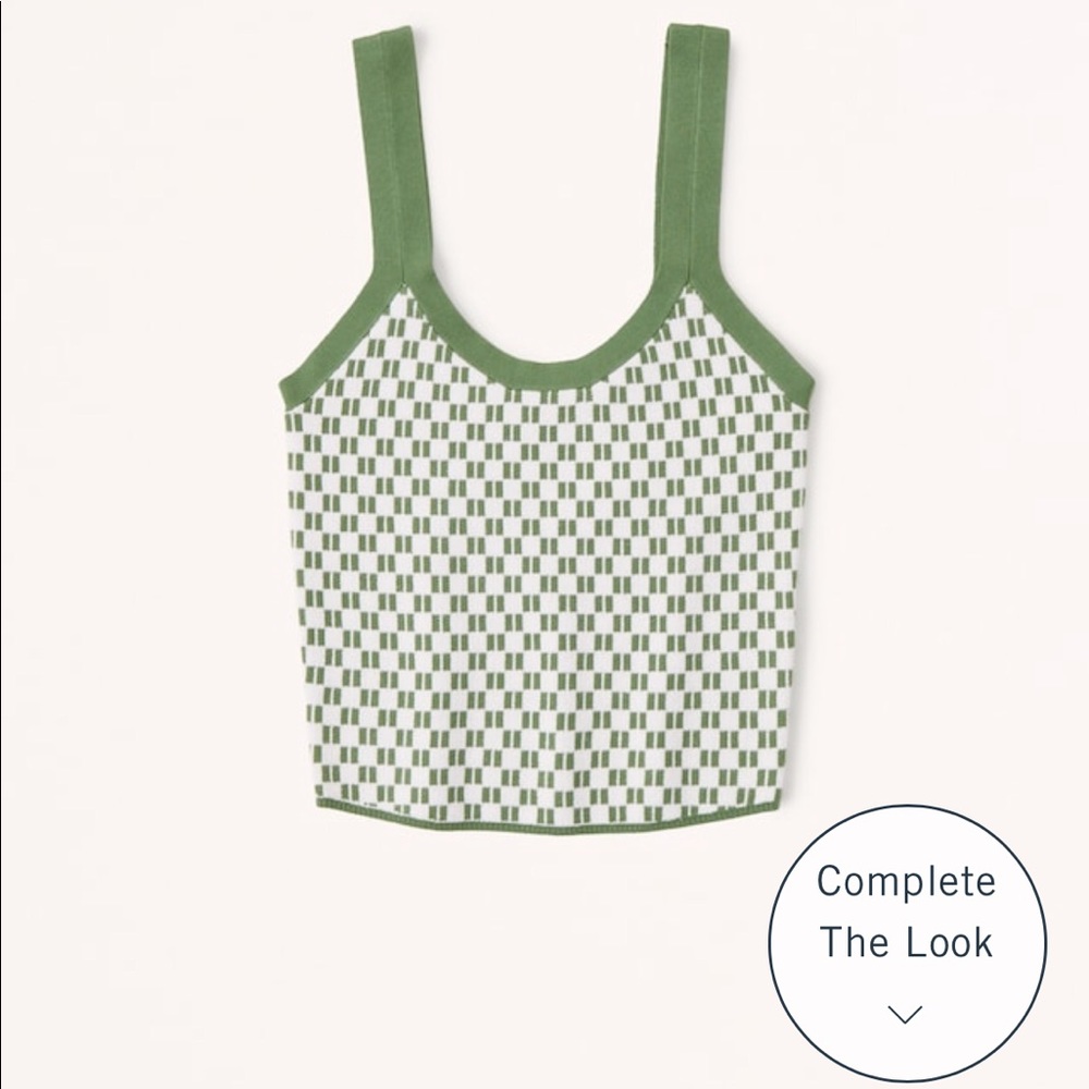 NWT Abercrombie Green & White Patterned Slim Scoopneck Knit Tank Size Medium